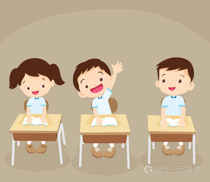 学生举手插画-正版商用图片0chscu-摄图新视界