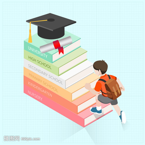 努力学习在书本知识中向上爬的孩子